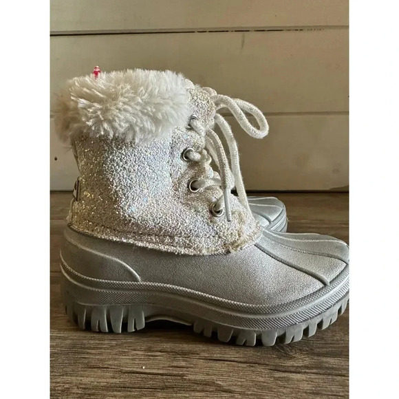 London Fog Collection Faux Fur Glitter Snow Boot Size 11 girls winter - Picture 7 of 10